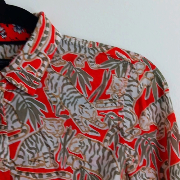 Talbots Tiger Print Button Up Shirt #2205 - Picture 2 of 7